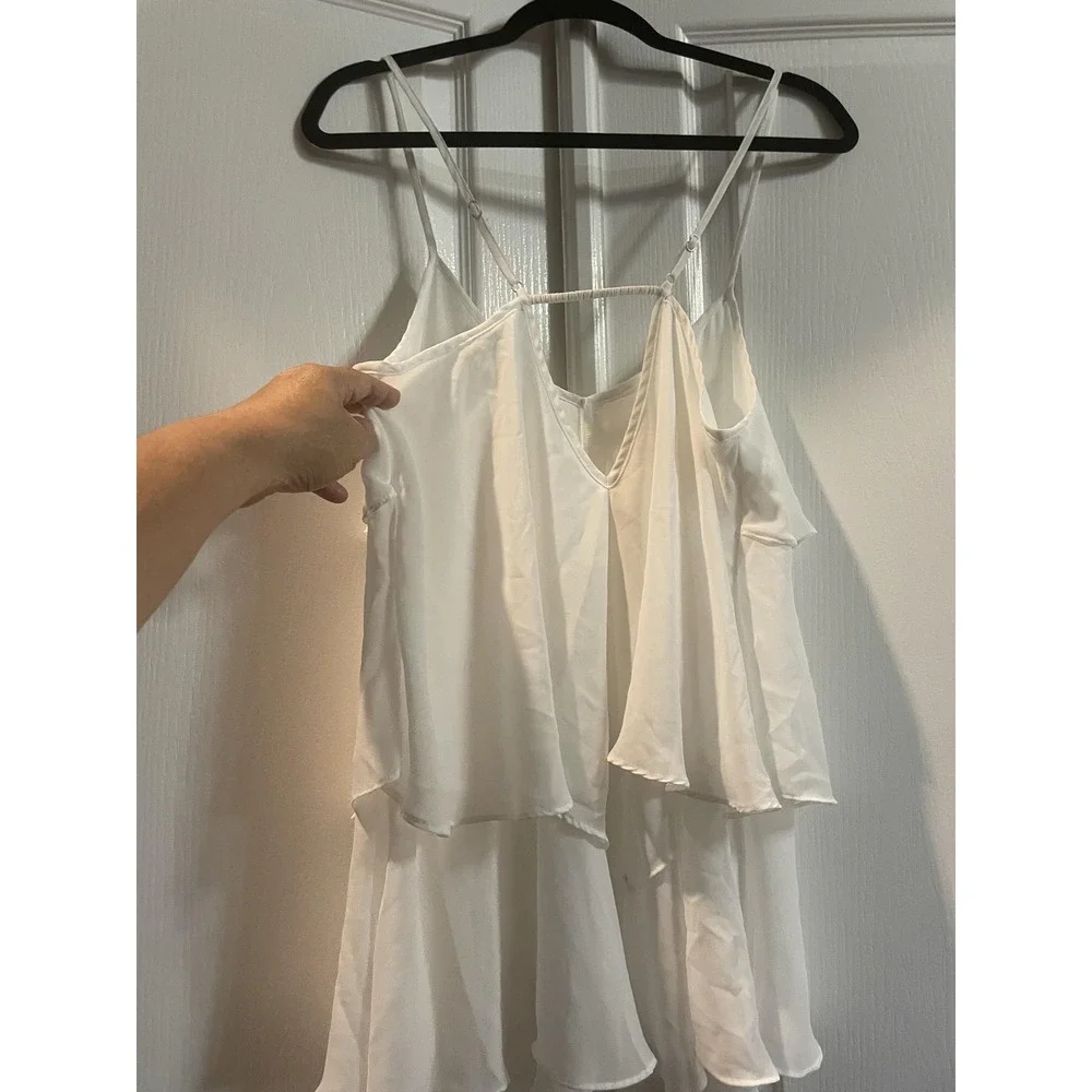 In Bloom By Jonquil Gown Womens Large White Chiffon Ruffle Babydoll Sleeveless